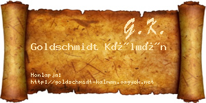 Goldschmidt Kálmán névjegykártya